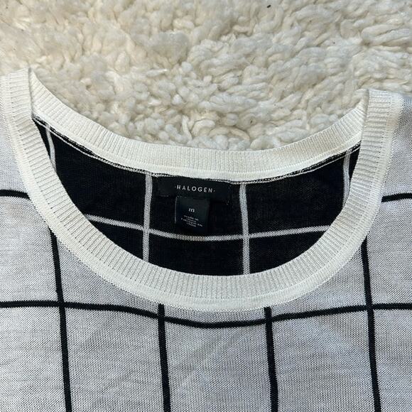 Halogen White and Black Checkered Plaid Sweater Vest Style Tank Top Soft ST3 - Picture 4 of 10